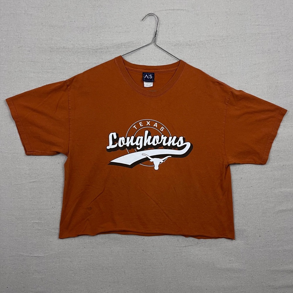 Y2K Texas Longhorns Cropped T Shirt Womens L Orange University Of‎ Texas NCAA